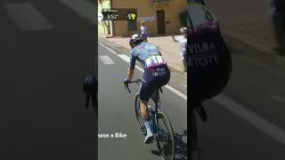 Thumbs up 👍 Hes alright 😅 Van Aert is back on the bike after a small crash tourdefrance cycling [upl. by Neelram]