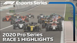 2020 F1 Esports Pro Series Presented by Aramco Race 1 Highlights [upl. by Per651]