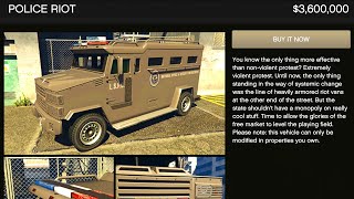 GTA Online POLICE RIOT Review  CAN YOU MODIFY THE NEW POLICE VEHICLE Chop Shop DLC [upl. by Manda]