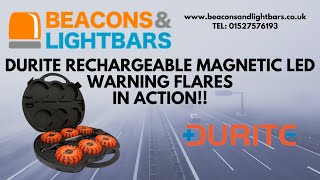 Durite Rechargeable Magnetic LED Warning Flares 044660 Demonstration  Beaconsandlightbars [upl. by Ramsden]