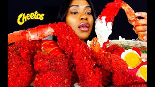 KING CRAB SEAFOOD BOIL MUKBANG  HOT CHEETOS TAKIS  SEAFOOD  MUKBANG  CHEESE SAUCE  ASMR EATING [upl. by Frasquito]