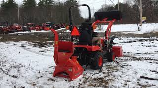 PTO Wood Chipper on Sub Compact Tractor  Wallenstein BX Series Chipper [upl. by Mellette]