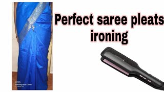 How to pleats saree perfectlysaree pleats ironingEasy method saree pleats using hair straightener [upl. by Heti769]