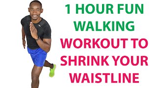 1 HOUR FUN Walking Workout to Shrink Waistline [upl. by Eniamej]