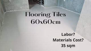 Tiles Flooring Magkano ang Labor at Materials sa 35 sqm na flooring [upl. by Kerr]