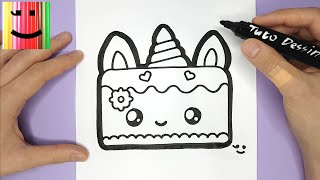 COMMENT DESSINER ET COLORIER UN GÂTEAU LICORNE TROP MIGNON [upl. by Grodin]