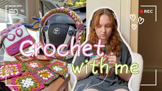 CROCHET CUTE EASY things with me Steering wheel coverDrawstring pouch [upl. by Dorian]