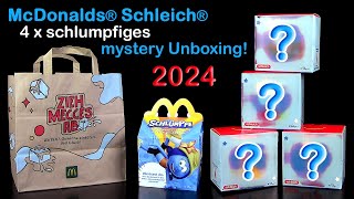 McDonalds ® Schleich ® Schlümpfe ™ 2024  4 x mystery Unboxing  Happy Meal ® [upl. by Kwan]