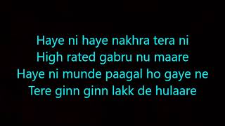 high rated gabru lyrics nawabzaade [upl. by Beatrix]