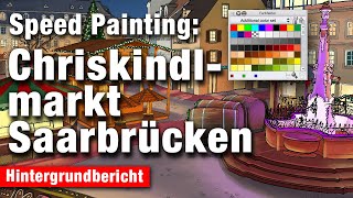 Christkindlmarkt Saarbrücken So zeichne ich den Hintergrund fürs Wimmelbuch  Speed Painting [upl. by Lawton]