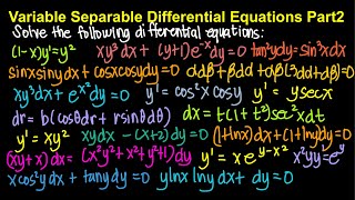 Variable Separable Differential Equations Part 2 Live Stream [upl. by Arrik]