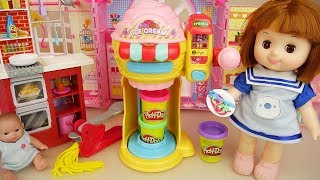 Baby doll play Doh Ice Cream and cooking spaghetti toys baby Doli play [upl. by Egiap]