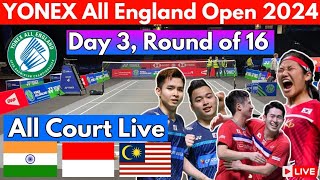 🔴LIVE  Yonex All England Open Badminton championships 2024  Day 3 India Taiwan Korea Malaysia [upl. by Nyledam]