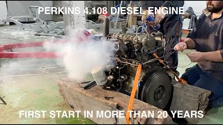 Perkins 4108 diesel engine FIRST START in more than 20 years  Jeep Willys CJ3B [upl. by Pliske685]