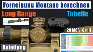 Vorneigung berechnen Long Range Montage deutsch mit Tabelle zur Berechnung [upl. by Lewes]