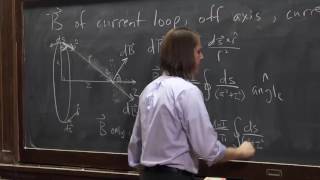 PHYS 102  BiotSavart Law 6  Magnetic Field off Axis from a Current Loop [upl. by Cavil]