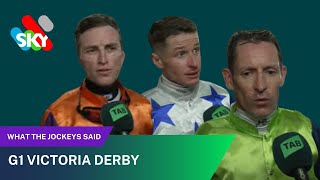 G1 VICTORIA DERBY  What The Jockeys Said [upl. by Adnilemre372]