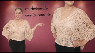 ⭐⭐⭐⭐⭐tutorial blusa alas de mariposa a crochet parte 1 para todas las tallas [upl. by Nanon]