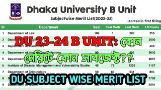 DU 2324 B UNIT কোন মেরিটে কোন সাবজেক্টDU Subject Choice A Unit  Dhaka University Subject Choice [upl. by Leroy697]