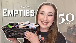 ALL THE MAKEUP I USED UP IN 2022  a year of empties [upl. by Aneetsyrk292]