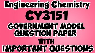 CY3151Engineering Chemistry Important Questions1st semesterChemistryUnit wise important question [upl. by Phaih]