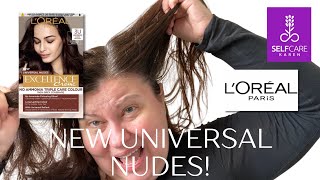 Loreal Excellence Crème Universal Nudes 💜 home hair dye 3U Universal Dark Brown 💜 Selfcare Karen [upl. by Del331]