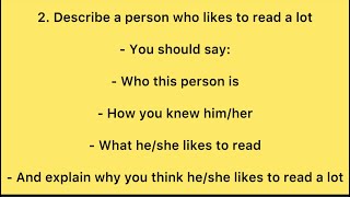 Describe a person who likes to read a lotseptdec2024 cue cards ielts speaking [upl. by Karim]