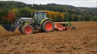 Weizen Säen 2015 mit Claas Arion 420 und Amazone D 8 25 Super [upl. by Pacifica915]