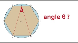 A regular hexagon is inscribed in a circle and O is the centre m is the midpoint Find angle θ [upl. by Reace818]