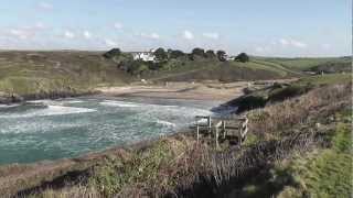 Poldhu cove Cornwall waves on a windy spring day  17 February 2013 [upl. by Rennug]