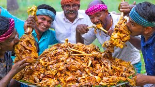 MUTTON LEG PIECE  Cooking amp Eating  Mutton Uppu Kari  Full Goat Leg Fry Recipe Cooking In Village [upl. by Avika4]