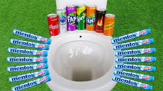 Big Mentos eruption from holes toilet Schweppes Coca Cola Fanta Burn Sprite Nestle vs Mentos [upl. by Abshier375]