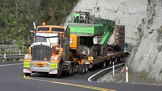 Pollock Cranes Kenworth C509 pulling up Mt Messenger [upl. by Odraccir]