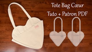 Comment coudre un sac cœur tote bag doublé et avec poches  Tuto  Patron PDF  Couture Facile Mimi [upl. by Yclehc154]