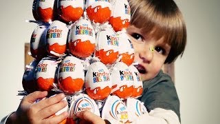 Sammie is opening 10 Kinder Surprise Eggs our Kinder Christmas Tree​​​ [upl. by Ocana]