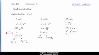 Matematika 8  kvadratna jednadžba  kako je rješiti  ponuđena tri načina zbirka [upl. by Ebenezer153]