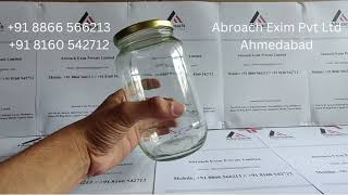 1000 ml Round Glass Jar Abroach Exim Pvt Ltd [upl. by Ahsikahs]