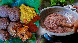 Delicious Village Style Kurakkan Thalapa With Chicken Curry  Sri Lankan Traditional Food [upl. by Suoicerpal]