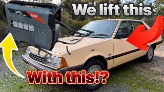 Strength testing the cheapest MIG welder by lifting a car off the ground  Ozito 100 amp welder [upl. by Ahsetra]