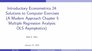 Solutions to Computer Exercises A Modern Approach Chapter 5  Introductory Econometrics 24 [upl. by Analaj121]