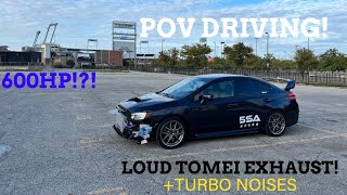 600 HP WRX STI POV Drive Loud Exhaust Turbo noises no commentary [upl. by Serra]