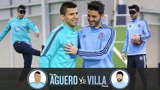 Blind Penalty Shootout  AGUERO v VILLA  Challenge 1 [upl. by Raleigh]