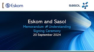 Eskom and Sasol sign Memorandum of Agreement [upl. by Amiarom]