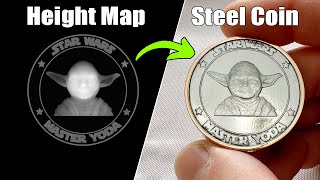 Deep Engrave STEEL Coins From A Heightmap Fiber Laser Setup amp Settings [upl. by Okeim700]