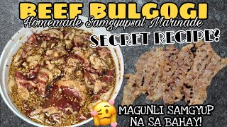 HOMEMADE SAMGYUPSAL  BULGOGI  BEEF BULGOGI  HOW TO MAKE SAMGYUP MARINADE  SAMGYUP SA BAHAY [upl. by Cummine]