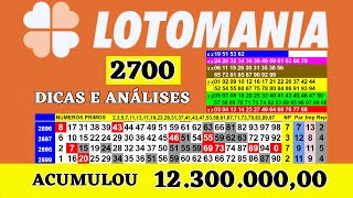 LOTOMANIA 2700 DICAS E ANÁLISES ACUMULOU 12 3 MILHÕES [upl. by Olethea193]