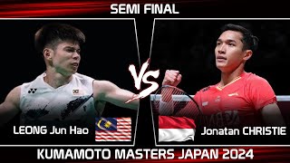 AMAZING  LEONG Jun Hao MAS vs Jonatan CHRISTIE INA  Kumamoto Masters Japan 2024 Badminton [upl. by Amandy]