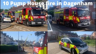 OnScene London Fire Brigade 10 Pump House Fire in Dagenham [upl. by Hussein27]