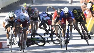 Tour de France World champion Peter Sagan disqualified for elbowing Mark Cavendish [upl. by Dutch]