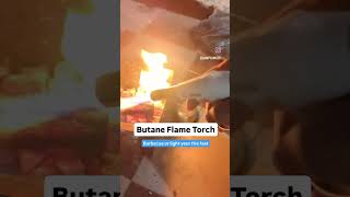 Butane Flame Torch to Grill Barbecue or light wood fire fast barbeque barbecuegrill butanetorch [upl. by Aihsele]